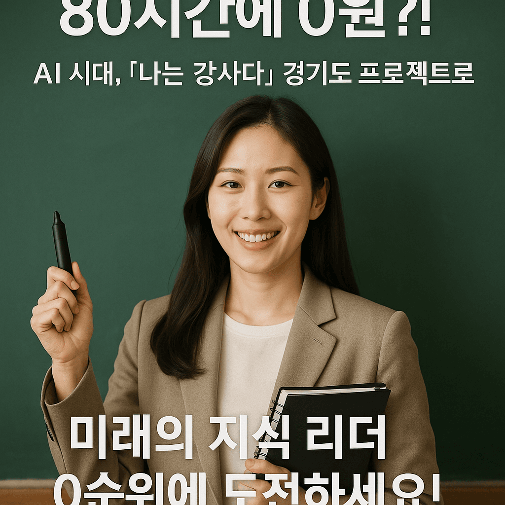 80시간에 0원?! AI 시대, '나는 강사다' 경기도 프로젝트로 미래의 지식 리더 0순위에 도전하세요!